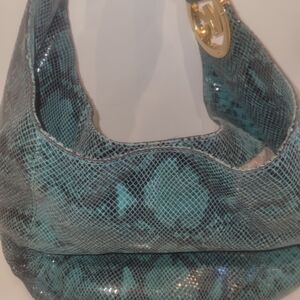 Elegant Blue Snake Print Women's Bag